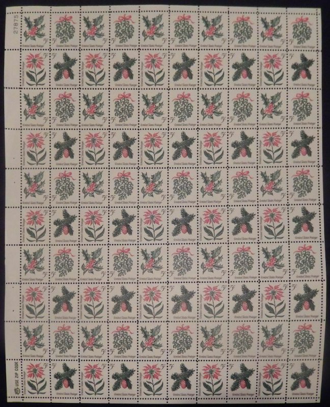 MALACK 1254-1257 5c Christmas Flowers, F-VF NH or be..MORE.. sheet1254-1257