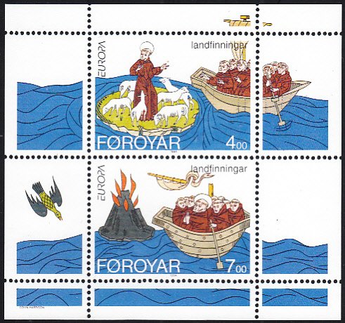 Faroe Islands 1994 MNH Sc #265a Sheet of 2 Voyages of St Brendan EUROPA