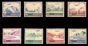 Switzerland #C27-34 Cat$80, 1941 Airpost, complete set, never hinged