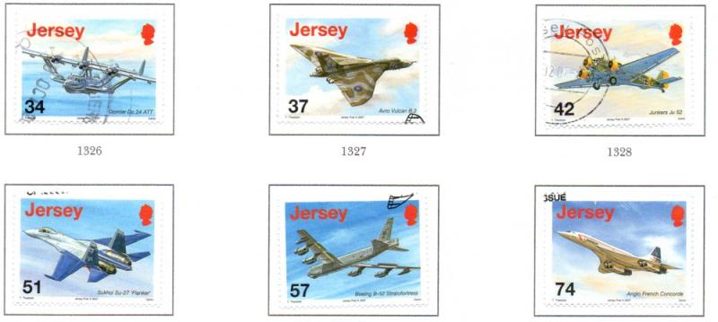 Jersey Sc 1281-6 2007 Airplanes stamp set used