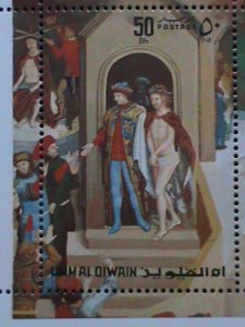 UMM AL QIWAIN -AIRMAIL STAMP THE PASSION OF CHRIST BY HANS MEMLING-MNH SHEET