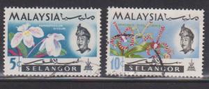 SELANGOR MALAYSIA Scott # 123, 125 Used - Orchids