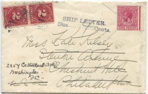 1913 SHIP LETTER Due ....Cents (Dovey 1965) on cover