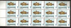 Christmas Island Scott 22 - Golden  Grouper. Block Of 15. MNH. OG.    #02 CI22S