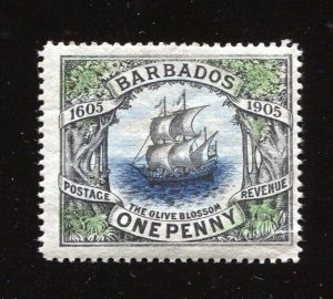 Barbados 109 Olive Blossom Ship British Landing Tercentenary 1p MH 1906