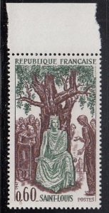 France 1967 MNH Sc 1201 40c King Louis IX Margin copy