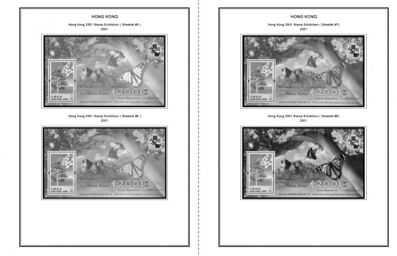 HONG KONG [SAR] 1998-2010 + 2011-2020 STAMP ALBUM PAGES (309 PDF b&w il. pages)