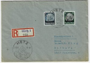 France (German Occupation) 1940 Metz cancel on registered cover to Germany