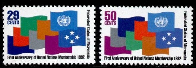 Micronesia 152-3 MNH Flags, United Nations