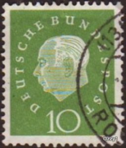 Germany 1959 Sc#794 10pf Green Theodor Heuss USED-Fine-HM.
