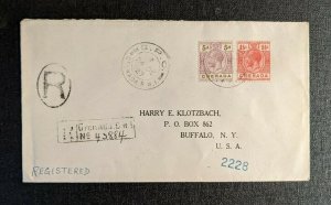 1927 Grenada Registered Cover to Buffalo NY Via New York City