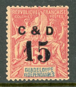 Guadeloupe 1900 French Colony 15¢/50¢ Carmine SG #55a C for G Mint D973