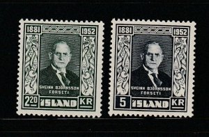 Iceland 275-276 MH President Sveinn Jornsson