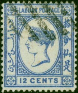 Labuan 1892 12c Bright Blue SG45a 'No Right Foot to 2nd Character' Fine Used