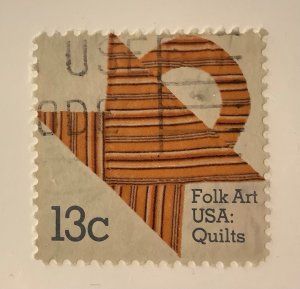 USA 1978 Scott 1747 used - 13c,  American Folk Art, Quilts, Basket design