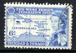 Trinidad & Tobago 1958 QE2 6ct Inauguration used SG 282 ( L1120 )