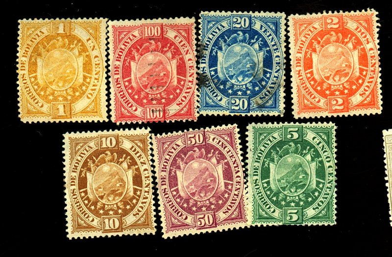 BOLIVIA #40-44 MINT 45-6 USED FVF OG LH Cat $75