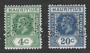 MAURITIUS 1921 SPECIMEN PERF. IN ARC S.G. 226C & 235A RARE MINT NEVER HINGED
