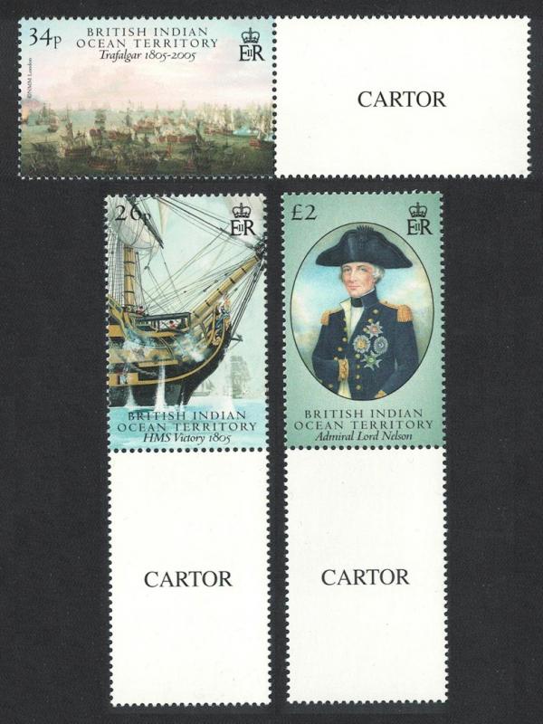 BIOT Battle of Trafalgar part 2 CARTOR Labels SG#344-346