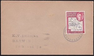 FALKLAND Is DEPS 1946 GVI 2d Map on cover South Georgia cds................B2938