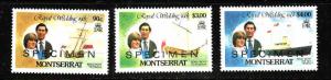 Montserrat-Sc#465,467,469-unused NH Specimen stamps-Royal Wedding-Princess Diana