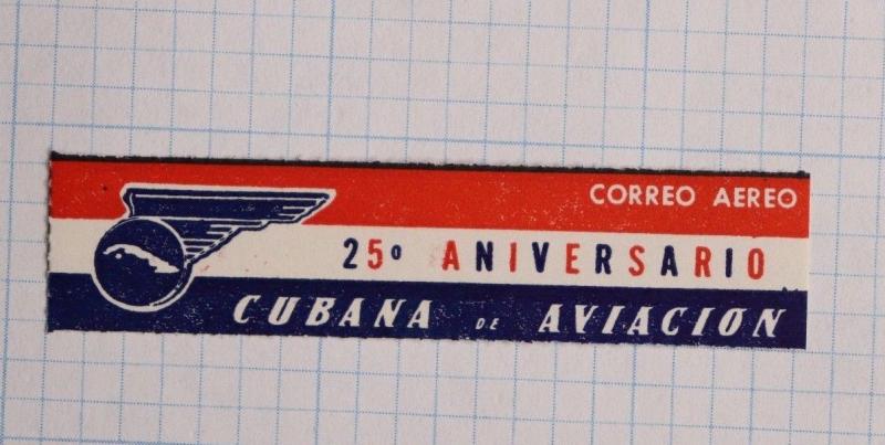 Via Airmail Etiquette Label seal ad Cubana airline 25th anniversary aviation air