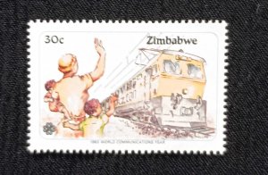 D)1983, ZIMBABWE, STAMP WORLD YEAR OF COMMUNICATIONS, TRAIN, MNH