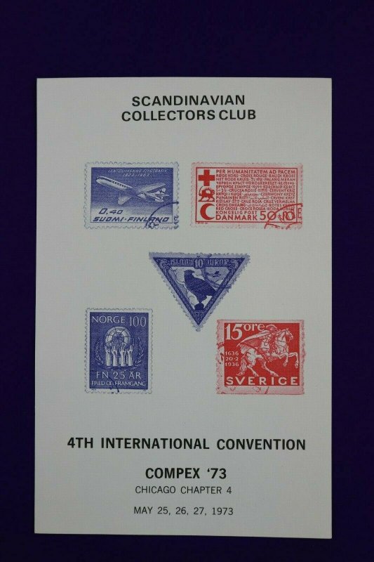 COMPEX 1973 convention Scandinavian Collectors Club Philatelic Souvenir card