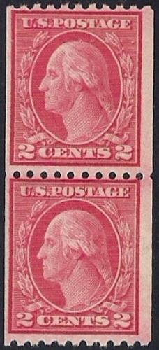 487 2 cent Washington Car coil pair Stamp mint OG NH F-VF