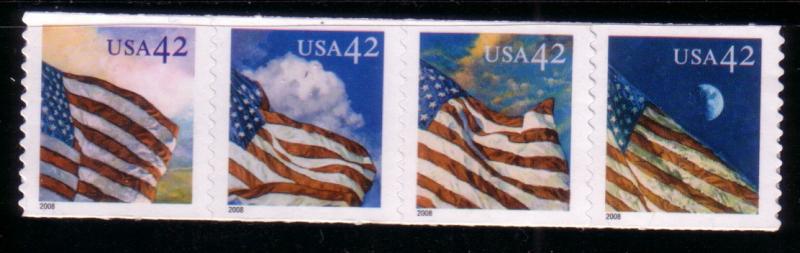US #4228- Flags coil strip of 4 (MNH) CV $3.40