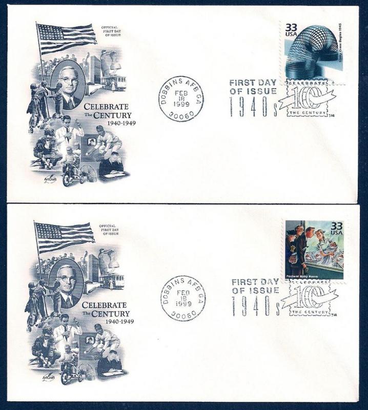 UNITED STATES FDCs (15) 32¢ Celebrate Century 1940s Artcraft