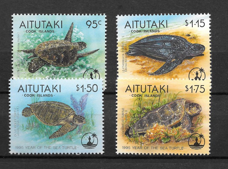 AITUTAKI MNH SET SC#513-516 TURTLES WWF SCV$15.75