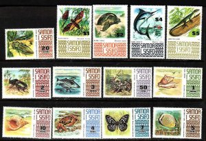 Samoa-Sc#369-78c- id9- unused NH set-Birds-Shells-Fish-Turtles-Lizards-1972-5-pl