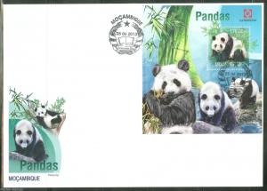 MOZAMBIQUE 2013 PANDAS  SOUVENIR SHEET  FIRST DAY COVER