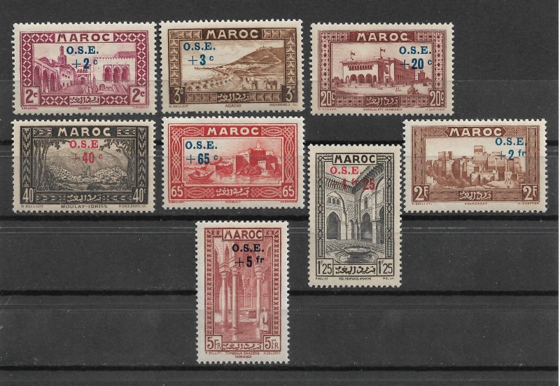 French Morocco 1938, Surcharged, Scott # B13-B20,VF MNH** (FR-1),Val $60