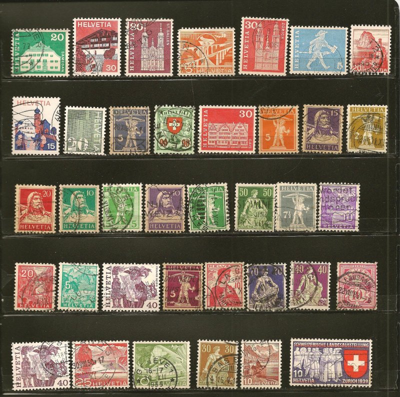 Switzerland Collection of 35 Different Old Stamps Used