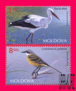 MOLDOVA 2014 Nature Fauna Bird White Stork,Western Yellow Wagtail 2v Sc839, 843