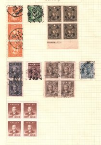 CHINA Stamps{20} Sun Yat Sen/Martyrs Surcharges Blocks Album Page MAL702