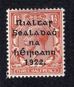 Ireland 1922 1 1/2p red brown Overprint, Scott 15 MNH, value = 4.50