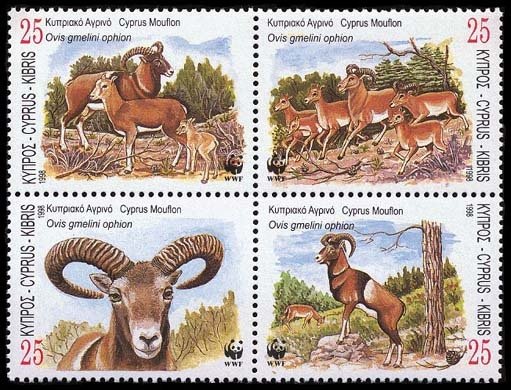 Cyprus WWF Mouflon 4v Block of 4 1998 MNH SC#920-923 SG#941-944 MI#914-917