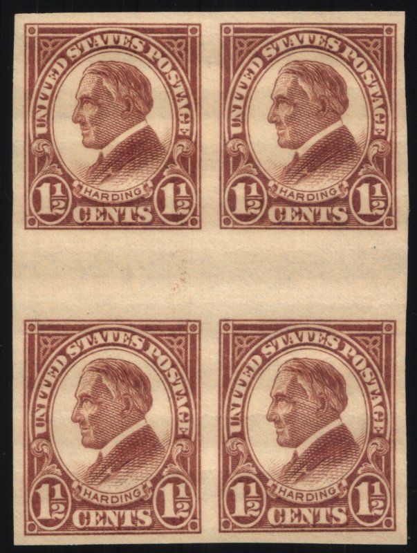 Scott #631 VF - 1 1/2c Yellow Brown- Harding - Block of 4 - MNH - 1926