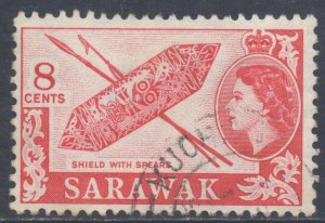 Sarawak Scott 201 - SG192, 1955 Elizabeth II 8c used