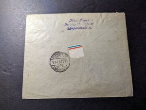 1923 Registered Germany Danzig Cover to Niederursel