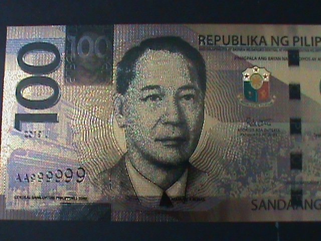 ​PHILIPPINES-2019-24 KARAT GOLD REPLICA $100 PESO BANK NOTE-WITH CERIFICATE VF