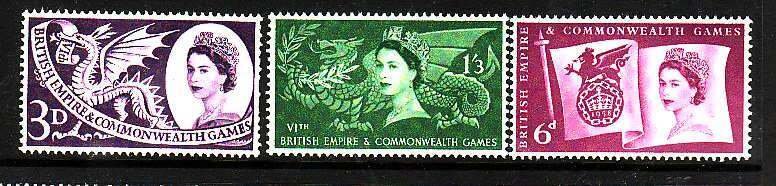 Great Britain-Sc#338-40- id8-unused NH QEII set-Sports-Commonwealth Games-1958-