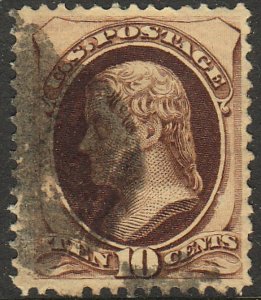 U.S. 161 (SCV$25.00) VF, black cancel, 1873