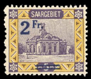 Saar #96 Cat$36, 1921 2fr on 5m, never hinged