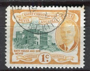 ST. KITTS & NEVIS; 1950s early GVI Pictorial issue used Shade of 1c. value