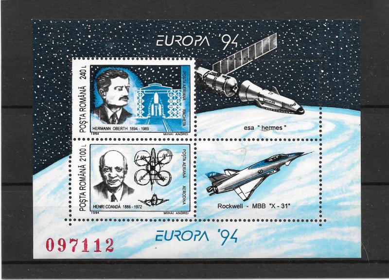 ROMANIA MNH SOUV. SHEET SC#C287 SPACE INVENTIONS SCV$4.50