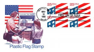 US FIRST DAY COVERS THE AMERICAN FLAG ON PALSTIC STAMP ARTMASTER CACHET 1990 B4